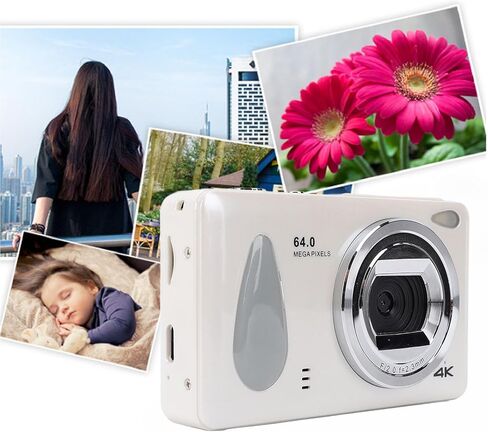 كاميرا رقمية، كاميرا رقمية بدقة 4K بدقة 64 ميجابكسل، تسجيل حلقة التركيز التلقائي بتكبير 18X، محمولة صغيرة الحجم للأطفال والمراهقين والبالغين (رمادي داكن) in Kuwait