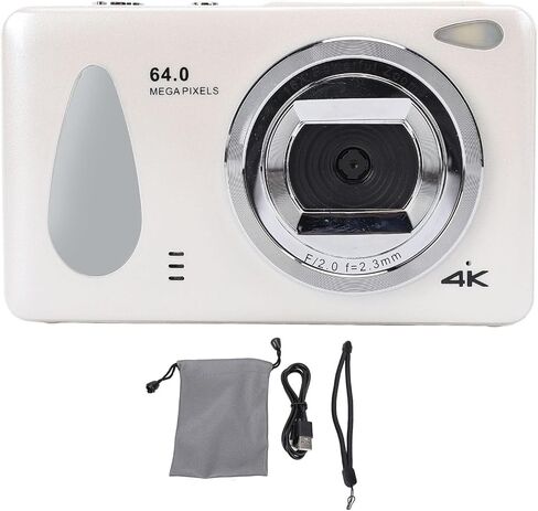 كاميرا رقمية، كاميرا رقمية بدقة 4K بدقة 64 ميجابكسل، تسجيل حلقة التركيز التلقائي بتكبير 18X، محمولة صغيرة الحجم للأطفال والمراهقين والبالغين (رمادي داكن) in Kuwait
