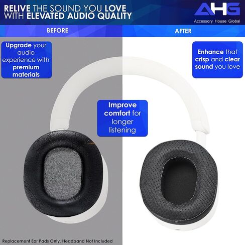 وسائد أذن بديلة ممتازة من AHG Accessories House Global Premium XM5 متوافقة مع سماعات الرأس اللاسلكية Sony WH-1000XM5 المتميزة بخاصية إلغاء الضوضاء. من السهل أن تناسب DIY | جل التبريد | راحة سميكة للغاية in Kuwait