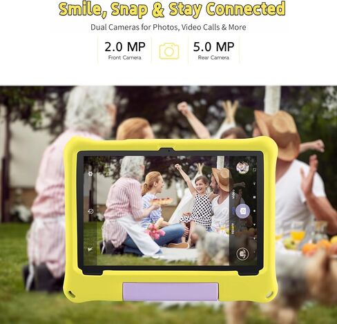 أجهزة لوحية Android 15 - جهاز لوحي للأطفال مقاس 10 بوصات مع حافظة، ثماني النواة، سعة تخزين 8 جيجابايت + 64 جيجابايت (قابلة للتوسيع إلى 1 تيرابايت)، كاميرا مزدوجة، معتمد من GMS، 5G WiFi 6، بلوتوث - جهاز لوحي للأطفال من سن 3 إلى 12 عامًا (أصفر) in Kuwait