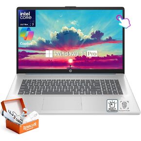 كمبيوتر محمول HP بشاشة لمس 17.3 بوصة 2026، Intel 12-Core Ultra 7 255U (حتى 5.2 جيجا هرتز)، 16 جيجابايت 5600MT/s DDR5، 1 تيرابايت PCIe SSD، شاشة مضادة للتوهج، لوحة مفاتيح بإضاءة خلفية، بصمة الإصبع، Copilot AI، Windows 11 Pro، مع الملحقات in Saudi Arabia