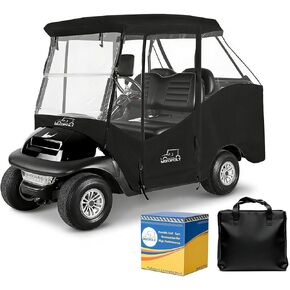 2 عربة جولف للركاب، حاوية قيادة تناسب مباشرة EZGO TXT وRXV، نافذة شفافة بأربعة جوانب، غطاء مطر 600D، مقاوم للماء في جميع الأحوال الجوية، مقاوم للرياح، أسود in Kuwait