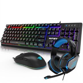 NPET 3-in-1 RGB Gaming Combo, Keyboard Mouse Headset for PC Gaming & Work in Saudi Arabia