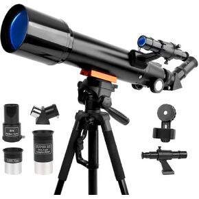 Telescope, 70mm Aperture Portable Refractor Telescopes for Astronomy Beginners, 500mm Professional Travel Telescope with Carry Bag, Black in Kuwait