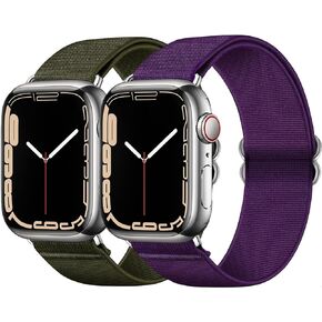 Stretchy Nylon Bands Compatible with Apple Watch 38mm 40mm 41mm/42mm 44mm 45mm 49mm Elastic Adjustable Band for iWatch Series 11 10 9 8 SE3 SE2 Ultra3 Ultra2 7 6 5 4 3 2 1 Sports Strap in Saudi Arabia