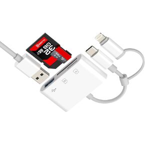 قارئ بطاقة SD لهاتف iPhone 17 16 15 14 Pro Lightning USB C إلى USB Micro SD لملحقات Apple ذاكرة الكاميرا الرقمية TF OTG Hub محول منفذ لجهاز Ipad متوافق مع قابس مقسم Samsung in Kuwait