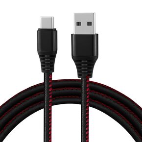 Brown PU Leather USB A to USB C Cable, Fast Charging Type C Phone Charger Cord with Silver Tips, 3.3 ft in Saudi Arabia