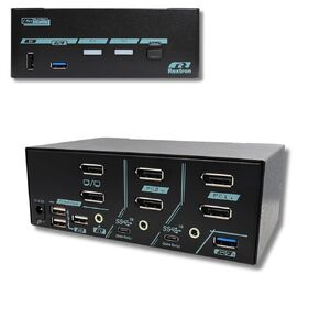 Rextron 8K DisplayPort 1.4 KVM Switch for 2 Computers 2 Monitors, USB 3.2 Gen 2 (10 Gbps), HDCP 2.2 Compliant, EDID Emulator, HDR, Deep Color, Plug & Play, Ideal for Office and Gaming, PAAG-ET3122B in Saudi Arabia
