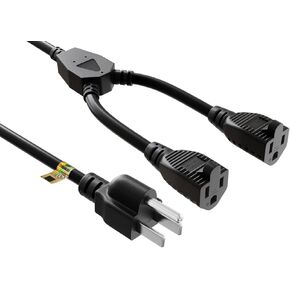 Cable Leader Power Cord Splitter Cable, 2 NEMA 5-15R to 1 NEMA 5-15P - Splitter Cord, Y Power Cable, Power Cord Extension and Splitter, 14 inches / 16 AWG in Kuwait