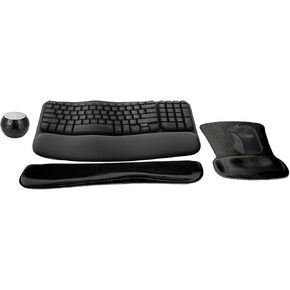 مجموعة لوحة المفاتيح والماوس اللاسلكية كومفورت ويف من لوجيتك MK670، مجموعة عصرية لأسلوب الحياة النشط والمنزل والمكتب مع مكبر صوت بلوتوث لاسلكي محمول ميني جلام، ووسادة معصم جل ووسادة ماوس جل in Kuwait