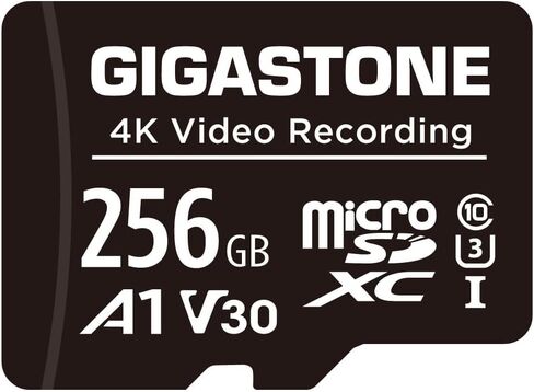 بطاقة GIGASTONE 256GB Micro SD A1 V30 حزمة واحدة، فيديو عالي الدقة بالكامل، كاميرا مراقبة أمنية بدون طيار، 100 ميجابايت/ثانية Micro SDHC فئة 10 in Kuwait