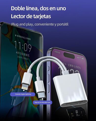 Type C Lightning to SD Micro SD Card Reader Adapter USB C for Apple for iPhone 15 Pro MAX Plus for iPad MacBook Air Compatible for Samsung Card Reader Compact Flash Connector Memory Stick Cable in Saudi Arabia
