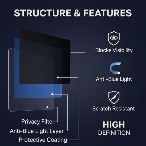 Magnetic Privacy Screen for MacBook Air 15.3 Inch 2023–2025 (M2/M3/M4) | Anti Spy Laptop Screen Protector, Blue Light Filter, HD Clarity, Reusable Magnetic Filter in Saudi Arabia