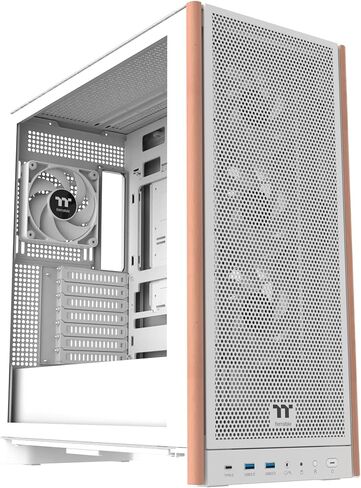 Thermaltake S370 WS; Mid Tower Chassis; Wood Front Trim; 4x120mm Fans Included; 410mm GPU Clearance; up to E-ATX; Hidden Connector Support (ATX/mATX);Vertical GPU Support;Snow;CA-11J-OOM6WN-00 in Saudi Arabia