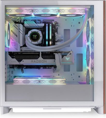 Thermaltake S370 WS; Mid Tower Chassis; Wood Front Trim; 4x120mm Fans Included; 410mm GPU Clearance; up to E-ATX; Hidden Connector Support (ATX/mATX);Vertical GPU Support;Snow;CA-11J-OOM6WN-00 in Saudi Arabia