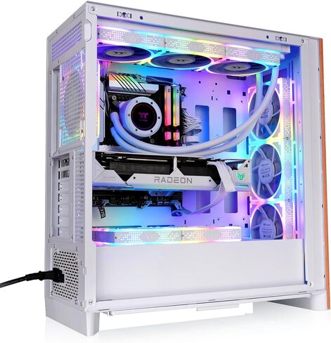 Thermaltake S370 WS; Mid Tower Chassis; Wood Front Trim; 4x120mm Fans Included; 410mm GPU Clearance; up to E-ATX; Hidden Connector Support (ATX/mATX);Vertical GPU Support;Snow;CA-11J-OOM6WN-00 in Saudi Arabia