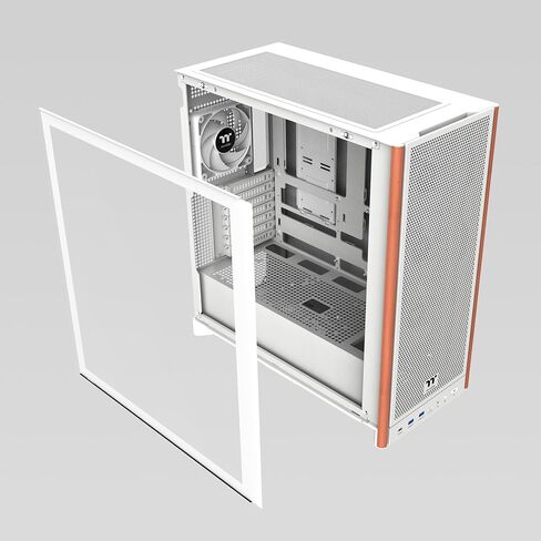 Thermaltake S370 WS; Mid Tower Chassis; Wood Front Trim; 4x120mm Fans Included; 410mm GPU Clearance; up to E-ATX; Hidden Connector Support (ATX/mATX);Vertical GPU Support;Snow;CA-11J-OOM6WN-00 in Saudi Arabia