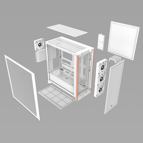 Thermaltake S370 WS; Mid Tower Chassis; Wood Front Trim; 4x120mm Fans Included; 410mm GPU Clearance; up to E-ATX; Hidden Connector Support (ATX/mATX);Vertical GPU Support;Snow;CA-11J-OOM6WN-00 in Saudi Arabia