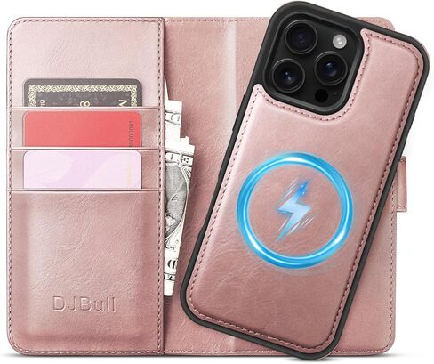DJBull 2-in-1 Detachable Wallet Case for iPhone 16 Pro Max 6.9" RFID Blocking Flip Folio with Card Holder | PU Leather Shockproof Protective Cover Women Men for Apple 16 Pro Max Phone Case Light Brown in Saudi Arabia