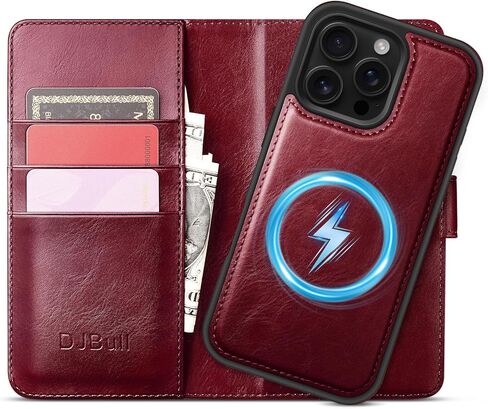 DJBull 2-in-1 Detachable Wallet Case for iPhone 16 Pro Max 6.9" RFID Blocking Flip Folio with Card Holder | PU Leather Shockproof Protective Cover Women Men for Apple 16 Pro Max Phone Case Light Brown in Saudi Arabia