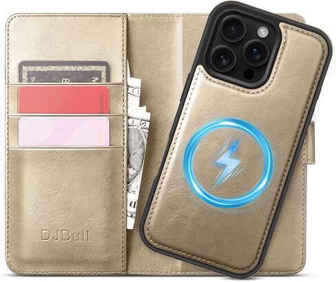 DJBull 2-in-1 Detachable Wallet Case for iPhone 16 Pro Max 6.9" RFID Blocking Flip Folio with Card Holder | PU Leather Shockproof Protective Cover Women Men for Apple 16 Pro Max Phone Case Light Brown in Saudi Arabia