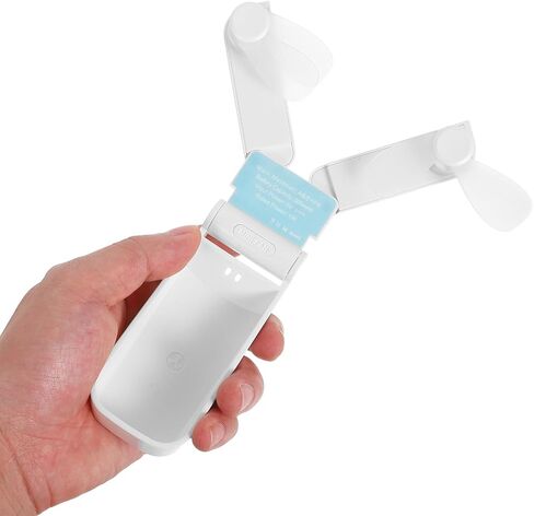 NOLITOY مروحة صغيرة USB برأسين محمولة قابلة لإعادة الشحن ومروحة محمولة قابلة للطي جهاز تبريد الهواء للسفر والاستخدام الخارجي باللون الأبيض in Kuwait