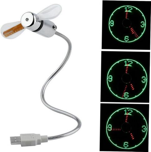 مروحة ساعة USB من HOMSFOU مع شاشة عرض LED للوقت، مروحة تبريد صغيرة محمولة تعمل بمنفذ USB للاستخدام في المكتب والمكتب المنزلي in Kuwait