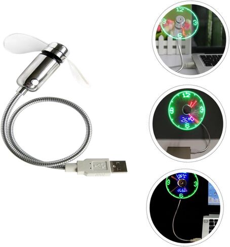 مروحة ساعة USB من HOMSFOU مع شاشة عرض LED للوقت، مروحة تبريد صغيرة محمولة تعمل بمنفذ USB للاستخدام في المكتب والمكتب المنزلي in Kuwait