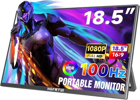 Large Portable Monitor 18.5", 1080P FHD 100Hz 120% sRGB USB-C IPS Screen External Display for Laptop Mac Gaming Office PC, Travel Monitor with Kickstand & Speakers, VESA Mountable - LCD Panels in Kuwait