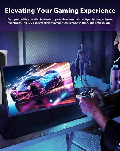 Large Portable Monitor 18.5", 1080P FHD 100Hz 120% sRGB USB-C IPS Screen External Display for Laptop Mac Gaming Office PC, Travel Monitor with Kickstand & Speakers, VESA Mountable - LCD Panels in Kuwait