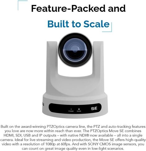 كاميرا PTZOptics 3 x Move SE SDI/HDMI/USB/IP PTZ مع تكبير بصري 30x (أبيض) (PT30X-SE-WH-G3) in Kuwait