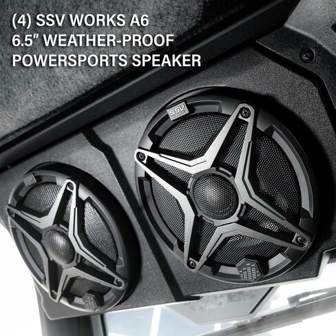 SSV Works Plug-and-Play 4-Speaker Overhead Sound Bar with MR305 Bluetooth Radio - for CanAm Defender | 2018-2026 HD10 & 2026-UP HD11 250-WP-DF4A in Kuwait