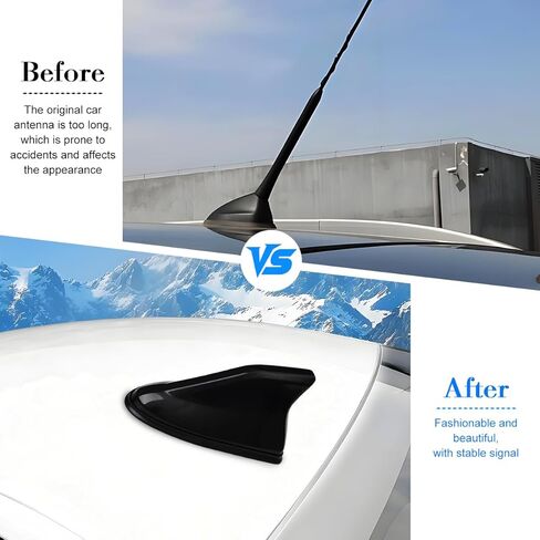 Car Shark Fin Antenna Cover, Vehicle Top Roof Aerials AM FM Radio Signal Base with Adhesive Tape, Automotive Shark Antenna Replacement Accessories, Universal for Truck Motorcycle RV (Black) in Kuwait