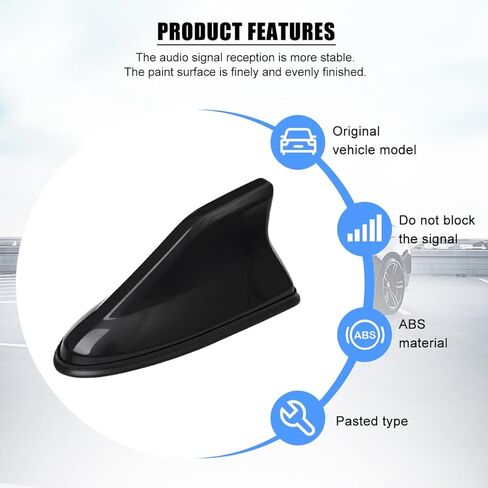 Car Shark Fin Antenna Cover, Vehicle Top Roof Aerials AM FM Radio Signal Base with Adhesive Tape, Automotive Shark Antenna Replacement Accessories, Universal for Truck Motorcycle RV (Black) in Kuwait