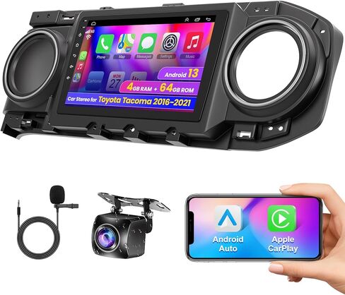 راديو سيارة ملاحة GPS لسيارة Toyota Tacoma 2016-2021، شاشة QLED مقاس 9 بوصات، مع CarPlay Android Auto، 4G+64G، وحدة رأس Android 13، ستيريو بلوتوث FM RDS، التوصيل والتشغيل in Saudi Arabia