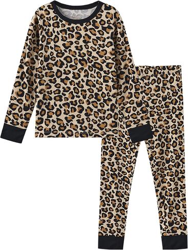 Toddlers Pajama Set Little Girls Boys Pajamas Soft Bamboo Viscose Long Sleeve Top with Pants Sleepwear 2-7Y in Saudi Arabia