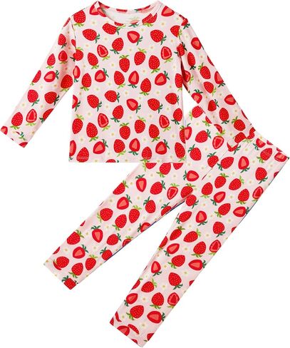 Toddlers Pajama Set Little Girls Boys Pajamas Soft Bamboo Viscose Long Sleeve Top with Pants Sleepwear 2-7Y in Saudi Arabia