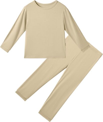 Toddlers Pajama Set Little Girls Boys Pajamas Soft Bamboo Viscose Long Sleeve Top with Pants Sleepwear 2-7Y in Saudi Arabia