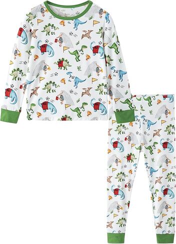 Toddlers Pajama Set Little Girls Boys Pajamas Soft Bamboo Viscose Long Sleeve Top with Pants Sleepwear 2-7Y in Saudi Arabia