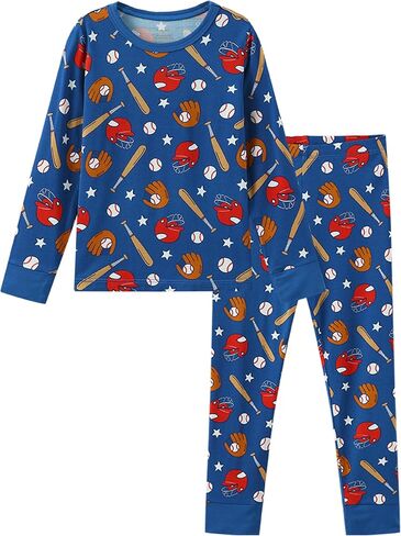 Toddlers Pajama Set Little Girls Boys Pajamas Soft Bamboo Viscose Long Sleeve Top with Pants Sleepwear 2-7Y in Saudi Arabia