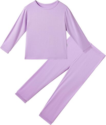 Toddlers Pajama Set Little Girls Boys Pajamas Soft Bamboo Viscose Long Sleeve Top with Pants Sleepwear 2-7Y in Saudi Arabia