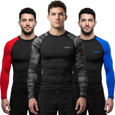 Exxact Sports Men’s BJJ Rash Guard Long Sleeve, IBJJF Ranked No Gi Jiu Jitsu Compression Shirt for MMA Grappling & Wrestling in Saudi Arabia