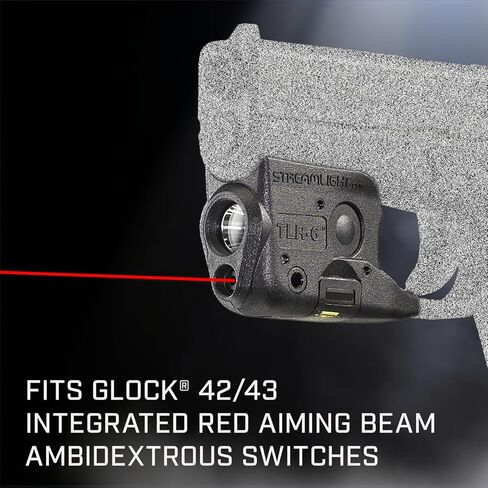 Streamlight 69270 TLR-6 ضوء سلاح تكتيكي 100 لومن مع ليزر أحمر مدمج مصمم حصريًا وحصريًا لـ Glock 42/43/43X/48 (بدون سكة أو MOS)، أسود in Kuwait
