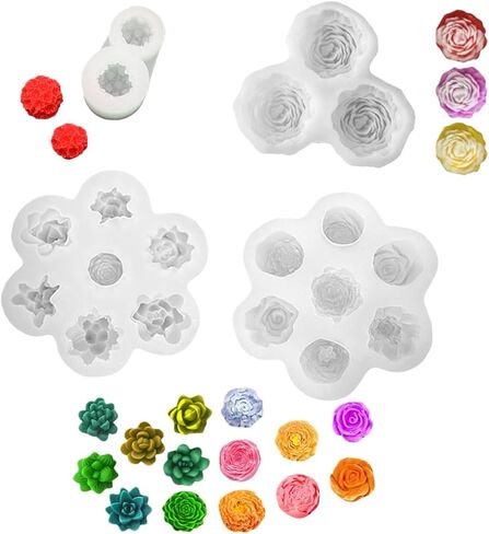 9Pcs Rose Flower Tulip Peony Heart Candle Soap Wax Mold Valentine Day Silicone for Small Butter Candles Chocolate Making Molds Silicones Shapes Moldes De Rosas Silicona para Velas in Saudi Arabia