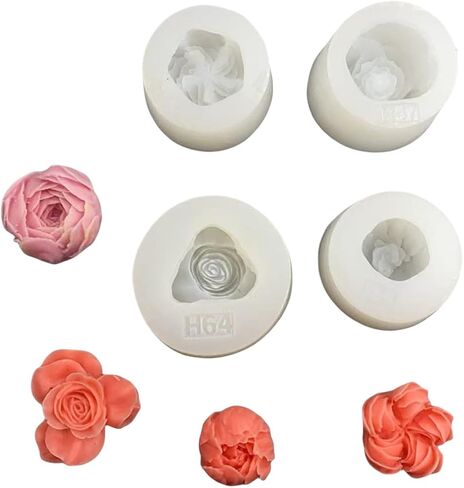 9Pcs Rose Flower Tulip Peony Heart Candle Soap Wax Mold Valentine Day Silicone for Small Butter Candles Chocolate Making Molds Silicones Shapes Moldes De Rosas Silicona para Velas in Saudi Arabia