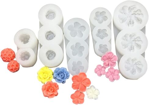 9Pcs Rose Flower Tulip Peony Heart Candle Soap Wax Mold Valentine Day Silicone for Small Butter Candles Chocolate Making Molds Silicones Shapes Moldes De Rosas Silicona para Velas in Saudi Arabia