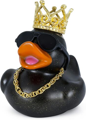 BOZILY 2 Pack Rubber Duck Car Ornaments, Squeeze Duck Bicycle Horns with Propeller Helmet, Bandage and Gold Chain, Funny Dashboard Decor for Car, Bike, Motorcycle in Saudi Arabia