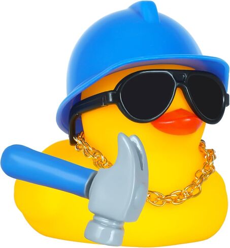BOZILY 2 Pack Rubber Duck Car Ornaments, Squeeze Duck Bicycle Horns with Propeller Helmet, Bandage and Gold Chain, Funny Dashboard Decor for Car, Bike, Motorcycle in Saudi Arabia
