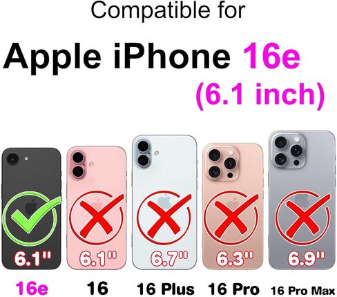 حافظة محفظة لهاتف iPhone 16e، [مسند] حامل 3 بطاقات [غلاف داخلي من مادة TPU مقاوم للصدمات]، غطاء قلاب واقٍ مغناطيسي من جلد البولي يوريثان مقاس 6.1 بوصة، زهرة سوداء in Kuwait