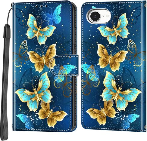حافظة محفظة لهاتف iPhone 16e، [مسند] حامل 3 بطاقات [غلاف داخلي من مادة TPU مقاوم للصدمات]، غطاء قلاب واقٍ مغناطيسي من جلد البولي يوريثان مقاس 6.1 بوصة، زهرة سوداء in Kuwait